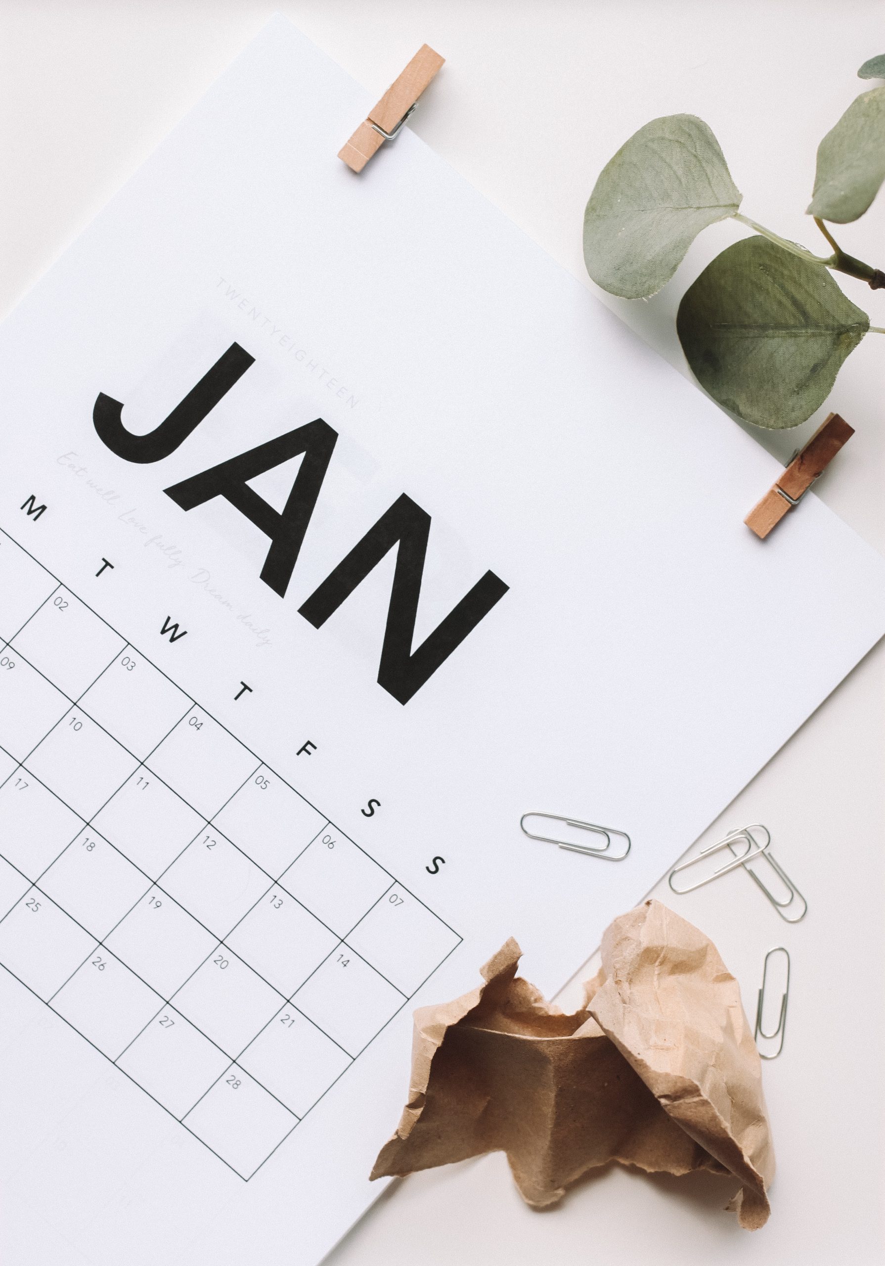 Calendar open at January